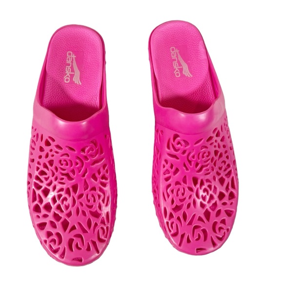 Dansko Pippa Pink Clogs Womens Size 40 9.5-10 Molded Laser Cut - Picture 3 of 10